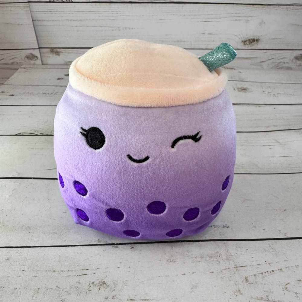 Squishmallows Poplina Boba Tea 5" Plush Purple‎ Kellytoy Stuffed Toy